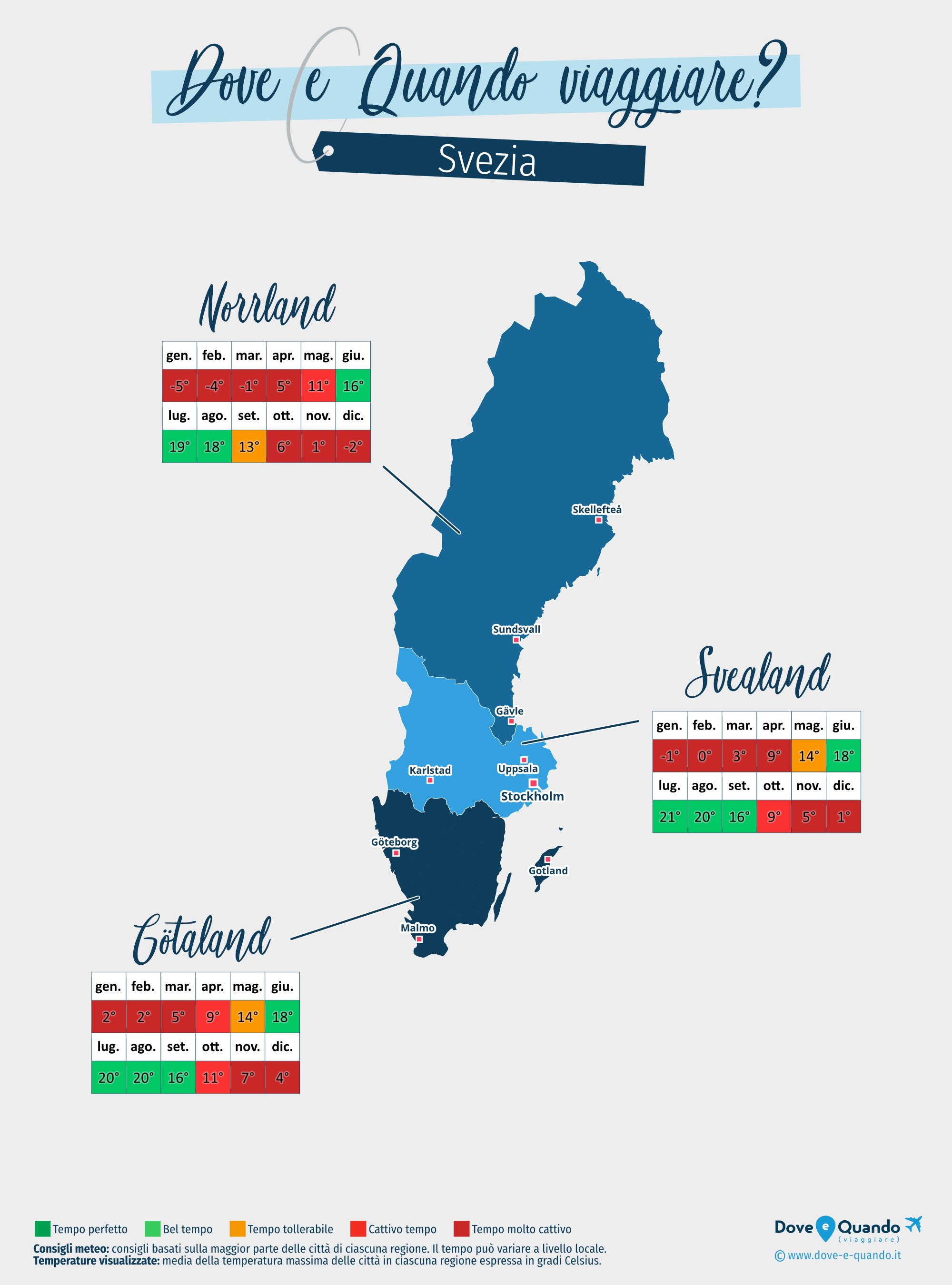 Mappa dei migliori periodi per visitare Svezia